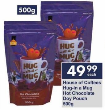 President Hyper House of Coffees Hug-in a Mug Hot Chocolate Doy Pouch 500g offer