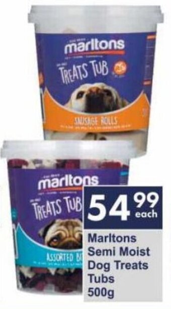 President Hyper Marltons Semi Moist Dog Treats Tubs 500g offer