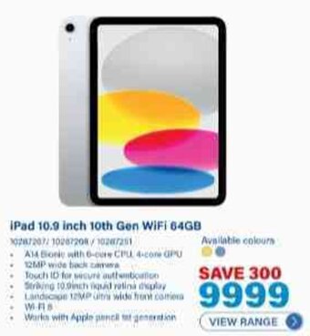 Incredible Connection iPad 10.9 inch 10th Gen WiFi 64GB offer