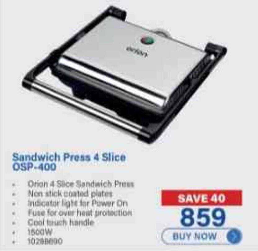 Sandwich Press 4 Slice OSP400 offer at Incredible Connection