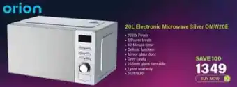 Incredible Connection Orion 20L Electronic Microwave Silver OMW20E offer
