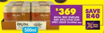 Shoprite BRUTAL FRUIT SPARKLING RUBY APPLE/LITCHI SÈCHE SPIRIT COOLER 24x500ml cans offer