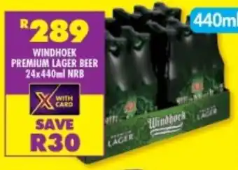 Shoprite WINDHOEK PREMIUM LAGER BEER 24x440ml NRB offer