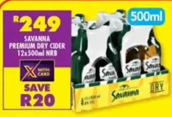 Shoprite SAVANNA PREMIUM DRY CIDER 12x500ml NRB offer