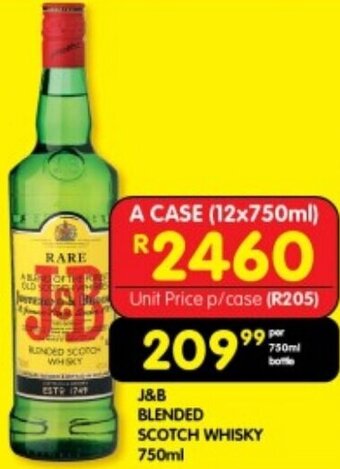Shoprite J&B BLENDED SCOTCH WHISKY 750ml offer