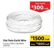 Builders Warehouse Flat twin earth wire (white)-per roll offer