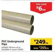 Builders Warehouse Pvc underground pipe ule420-each offer