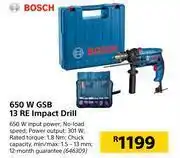 Builders Warehouse Bosch 650w gsb 13 re impact drill offer