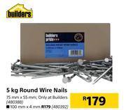 Builders 5kg round wire nails 75mm x 55mm