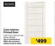 Builders Warehouse Dortello cario interior primed door (white) 2.032m(h) x 813mm(w) offer