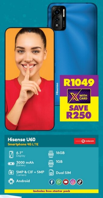 Shoprite Hisense U60 Smartphone 4G LTE offer