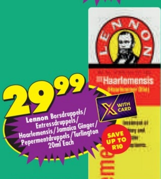 Lennon Borsdruppels/Entressdruppels/ Haarlemensis/Jamaica Ginger