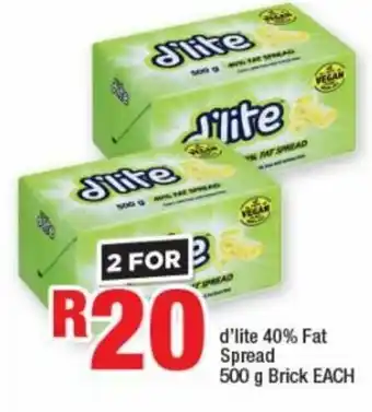 OK Grocer d'lite 40% Fat Spread 500 g Brick EACH offer