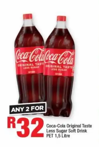OK Grocer Coca-Cola Original Taste Less Sugar Soft Drink PET 1,5 Litre offer