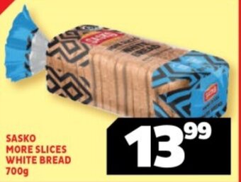 Usave SASKO MORE SLICES WHITE BREAD 700g offer