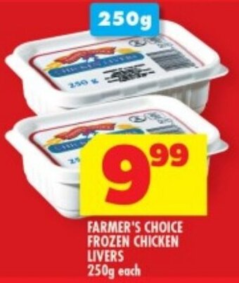 Usave FARMER'S CHOICE FROZEN CHICKEN LIVERS 250g each offer