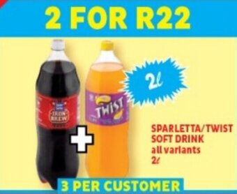 Usave SPARLETTA/TWIST SOFT DRINK all variants 2L offer