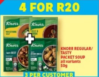 Usave KNORR REGULAR/ TASTY PACKET SOUP all variants 50g offer
