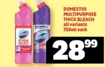 Usave DOMESTOS MULTIPURPOSE THICK BLEACH all variants 750ml each offer