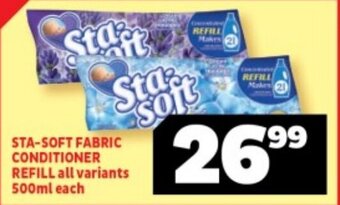 Usave STA-SOFT FABRIC CONDITIONER REFILL all variants 500ml each offer