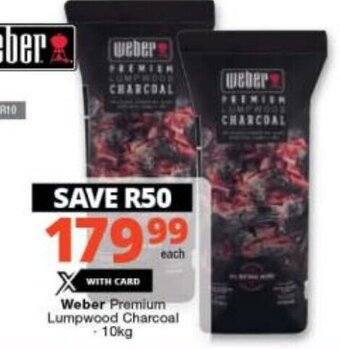 Checkers Weber Premium Lumpwood Charcoal -10kg offer