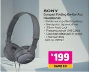 Game Sony compact folding on-ear aux headphones offer