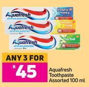Game Aquafresh toothpaste assorted-for 3 x 100ml offer