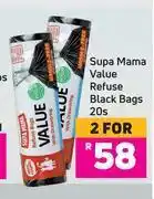Game Supa mama value refuse black bags-for 2 x 20s offer