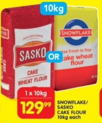 Shoprite SNOWFLAKE/ SASKO CAKE FLOUR 10kg each offer
