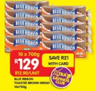 Shoprite BLUE RIBBON TOASTER BROWN BREAD 10x700g offer