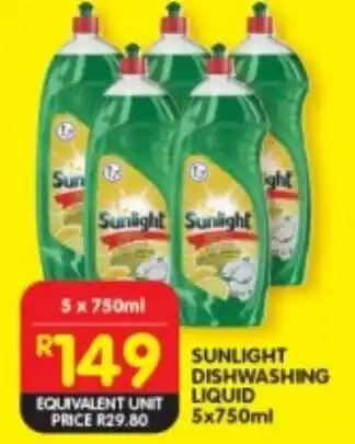 Shoprite SUNLIGHT DISHWASHING LIQUID 5x750ml offer