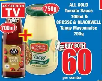 Boxer ALL GOLD Tomato Sauce 700ml & Crosse Blackwell Tangy Mayonnaise 750g offer