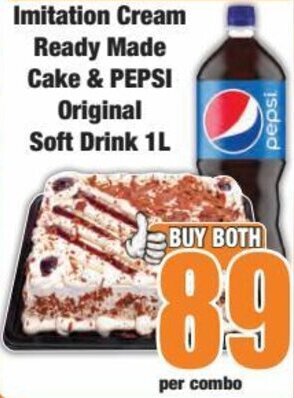 Boxer Imitation Cream Ready Made Cake & PEPSI Original Soft Drink 1L offer