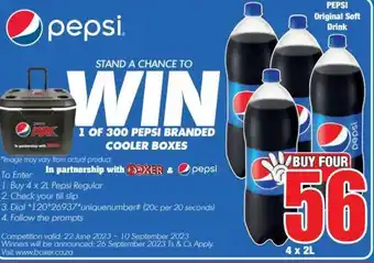 Boxer PEPSI Original Soft Drink offer