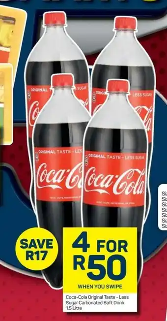 Pick n Pay Coca-Cola Original Taste - Less Sugar Carbonated Soft Drink 1.5Litre offer