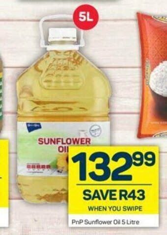 Pick n Pay PnP Sunflower Oil 5 Litre offer