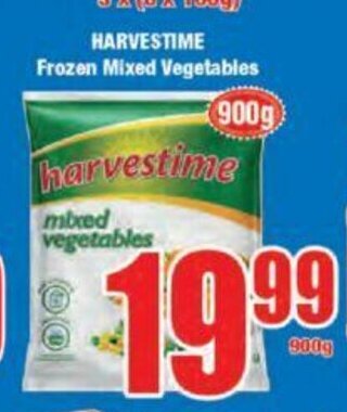 Boxer Harvestime Frozen Mixed Vegetables 900g offer
