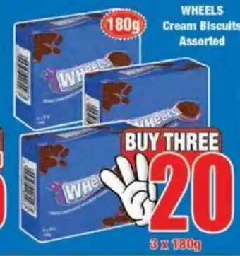 Boxer Wheels Cream Biscuits Assorted 3x180g offer