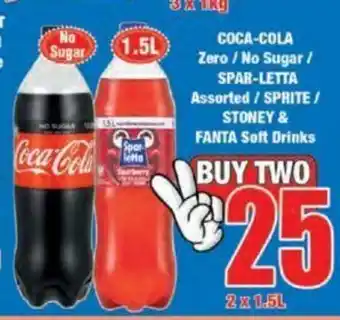 Boxer Coca-Cola Zero / No Sugar / Spar-Letta Assorted / Sprite / Stoney & Fanta Soft Drinks 2x1.5L offer
