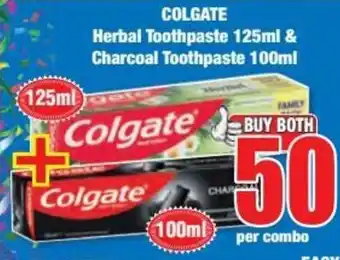 Boxer Colgate Herbal Toothpaste 125 & Charcoal Toothpaste 100ml offer