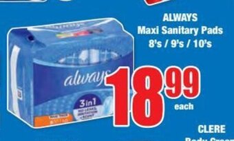 Boxer ALWAYS Maxi Sanitary Pads 8's/9's / 10's offer