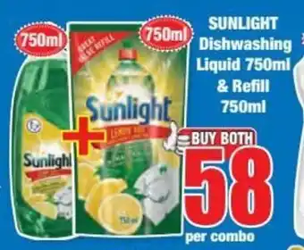 Boxer SUNLIGHT Dishwashing Liquid 750ml & Refill 750ml offer