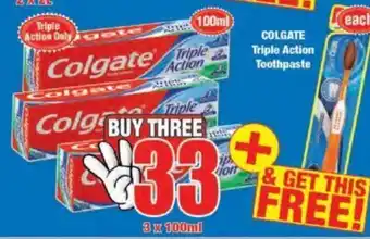 Boxer Colgate Triple Action Toothpaste 3 x 100ml offer
