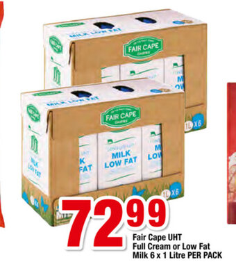 OK Foods Fair Cape UHT Full Cream or Low Fat Milk 6x1 Litre per pack offer