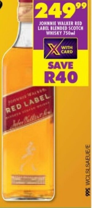 Shoprite JOHNNIE WALKER RED LABEL BLENDED SCOTCH WHISKY 750ml offer