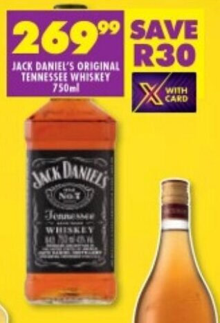 Shoprite JACK DANIEL'S ORIGINAL TENNESSEE WHISKEY 750ml offer