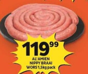 Shoprite AL'AMIEN NIPPY BRAAI WORS 1,5kg pack offer