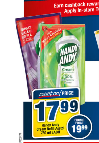 OK Foods Handy Andy Cream Refill Asstd 750ml each offer