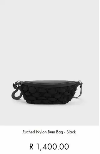 Charles & Keith Rched nylon bum bag black offer