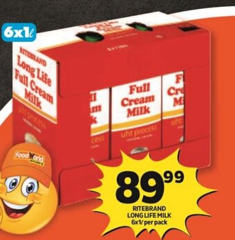 Shoprite RITEBRAND LONG LIFE MILK 6x1L per pack offer